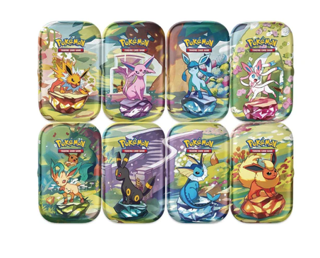 Pokemon Scarlet and Violet Prismatic Evolutions Mini Tin Display